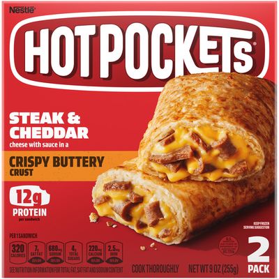 Hot Pockets High Protein Steak & Cheddar Crispy Buttery Crust Frozen Snacks