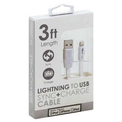 Gabba Goods Sync + Charge Cable, Lightning to USB, 3 Foot Length