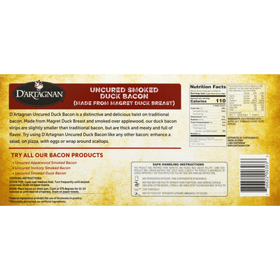 D'Artagnan Duck Bacon, Smoked, Uncured