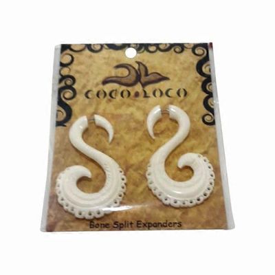 Coco Loco Jewelry White Swan Hanging Bone Carved Earrings
