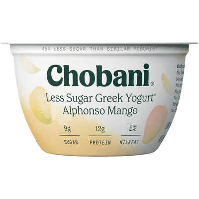 Chobani Less Sugar Low-Fat Greek Yogurt Alphonso Mango