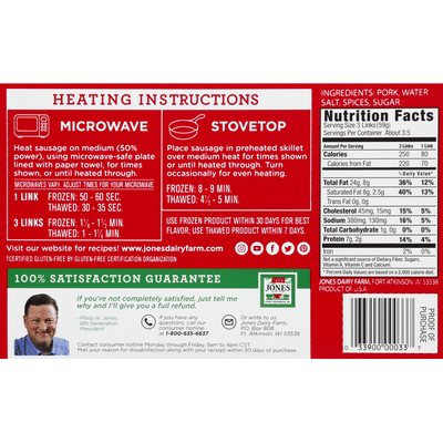 Jones Dairy Farm Golden Brown All Natural Fully Cooked Mild Sausage Links