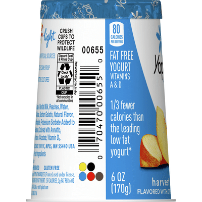 Yoplait Light Yogurt, Fat Free Yogurt, Harvest Peach