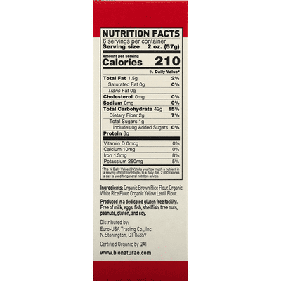 bionaturae Rice & Lentil Pasta, Gluten Free, Fusilli
