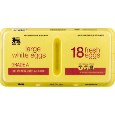 Food Lion Eggs, White, Large, Carton