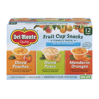 Del Monte No Sugar Added Variety Pack Plastic Fruit Cup Snacks
