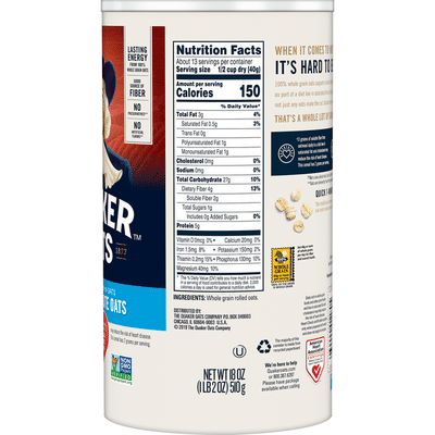 Quaker Oats Oats, 100% Whole Grain, Quick 1-Minute