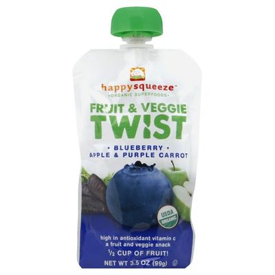 Happy Squeeze Fruit & Veggie Twist, Blueberry Apple & Purple Carrot