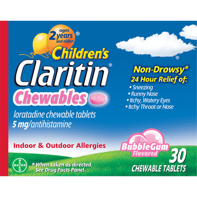 Claritin 24 Hour Allergy Bubblegum Chewable Tablet