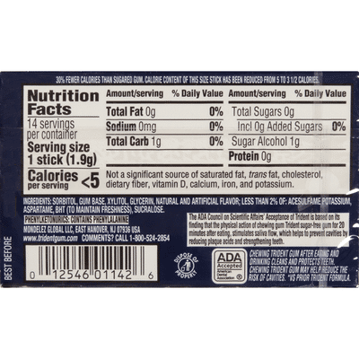 Trident Peppermint Sugar Free Gum