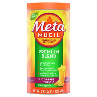 Metamucil Psyllium Fiber Powder, Sugar-Free with Stevia, Natural Orange Flavor
