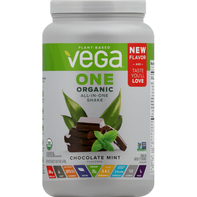Vega All-in-One Shake, Organic, Chocolate Mint Flavored