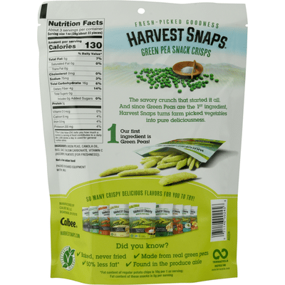 Harvest Snaps Green Pea Snack Crisps, Lightly Salted, The Original