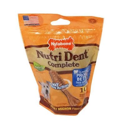 Nylabone Nutri Dent Complete Natural 360 Cleaning Action Filet Mignon Flavor Small Dental Chews For Dogs