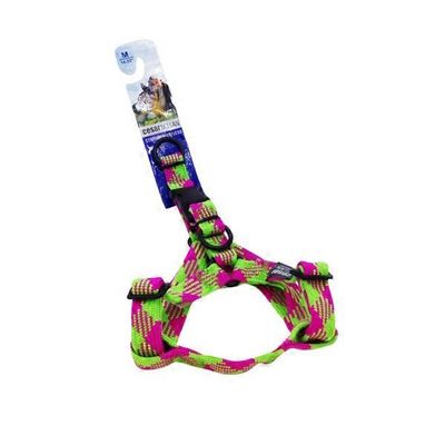 Cesar Millan Braided Brights Pink & Lime Step-In Dog Harness