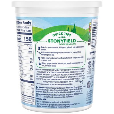 Stonyfield® Organic Strawberry Whole Milk Probiotic Yogurt