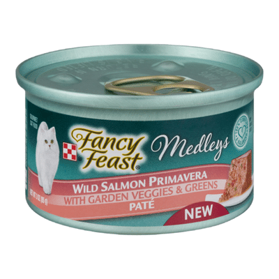 Fancy Feast Pate Wet Cat Food, Medleys Wild Salmon Primavera With Garden Veggies & Greens