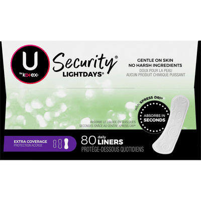 U By Kotex Lightdays Liners Extra Coverage Unscented 80 Ct Instacart