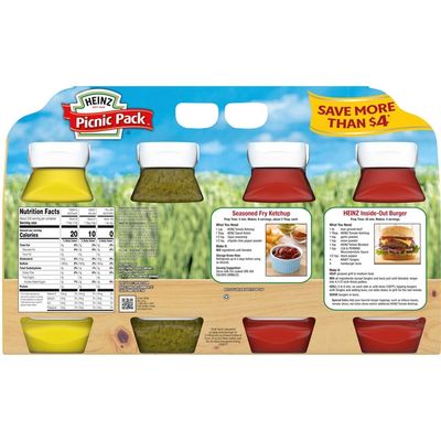 Heinz Ketchup/Sweet Relish, Yellow Mustard Picnic Pack