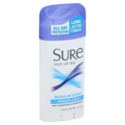 Sure Anti-Perspirant & Deodorant, Original Solid, Regular Scent