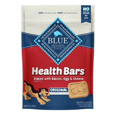 Blue Buffalo Health Bars Natural Crunchy Dog Treats Biscuits, Bacon, Egg & Cheese