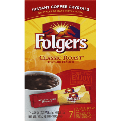 Folgers Instant Coffee Crystals Classic Roast Single Serve Packets 7 Ct Instacart