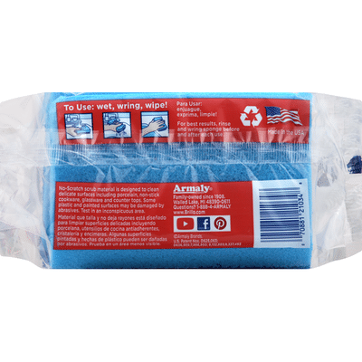 Brillo Scrub Sponge, No Scratch, Estracell, 3 Pack