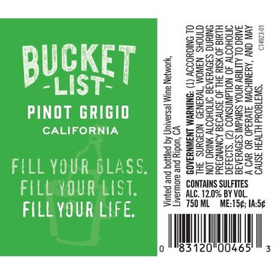 Bucket List ® Bucket List Pinot Grigio White Wine