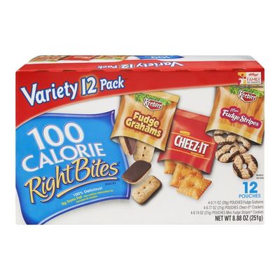 Kellogg's 100 Calorie Right Bites Fudge Grahams, Cheez-It & Mini Fudge Stripes - 12 CT