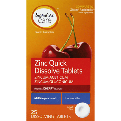 Signature Care Zinc, Quick Dissolve Tablets, Cherry Flavor