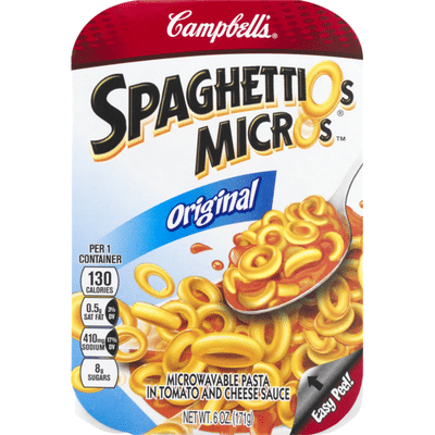 Spaghettios Pasta Microwavable In Tomato And Cheese Sauce Original 6 Oz Instacart