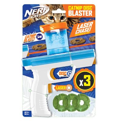 NERF DOG 3 Pack 7.88" Catnip Disc Blaster Cat Toy - Small