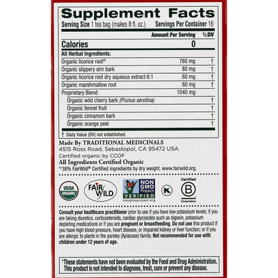 Traditional Medicinals Herbal Supplement, Organic, Original with Slippery Elm,Throat Coat, Tea Bags