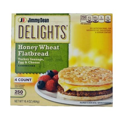 Jimmy Dean Turkey Sausage, Egg & Cheese Flatbread Sandwiches