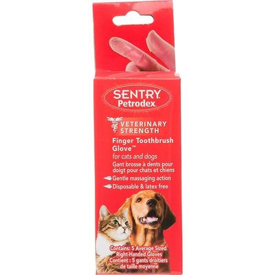Sentry Petrodex Veterinary Strength Finger Toothbrush Glove for Dogs & Cats