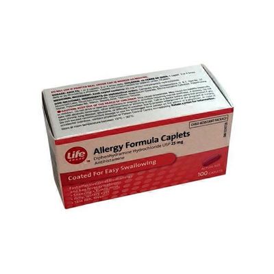 Life Brand 25 mg Allergy Formula Diphenhydramine Hydrochloride Caplets