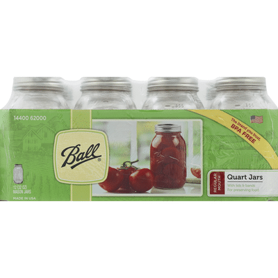 Ball Regular Mouth Quart Mason Jars With Lid 12 Ct Instacart