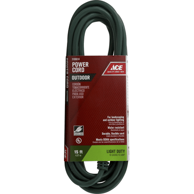 Ace Power Cord, Light Duty, Outdoor, 15 Feet