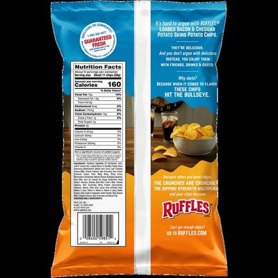 Ruffles Loaded Bacon Cheddar Potato Skins Flavored Potato Chips 8 5 Oz Instacart