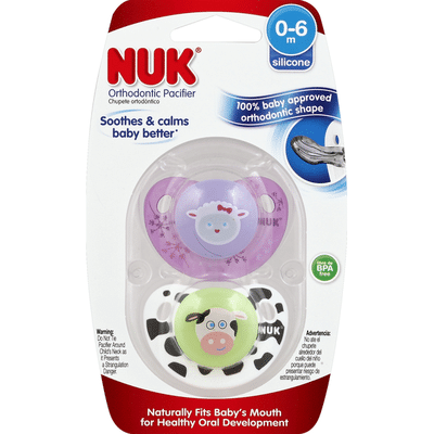 NUK Pacifiers, Advanced Orthodontic, Silicone, Design, 0-6 M