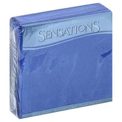 Sensations Napkins, Beverage, True Blue, 2-Ply