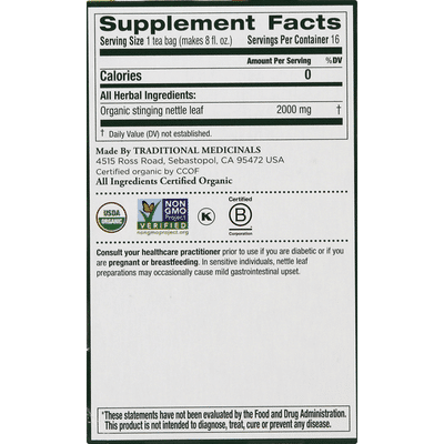 Traditional Medicinals Organic Nettle Leaf, Caffeine Free Herbal Tea