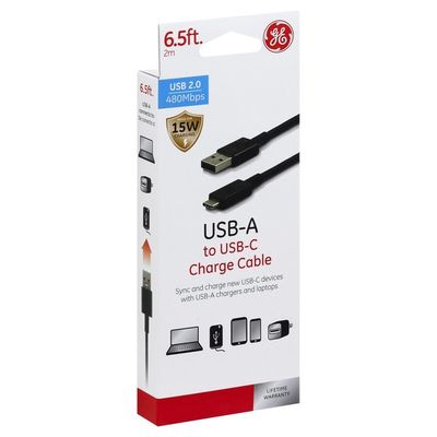 GE Charge Cable, USB A to USB C