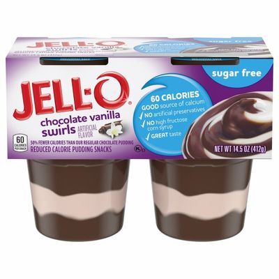 Jell-O Chocolate Vanilla Swirls Sugar Free Ready-to-Eat Pudding Cups Snack