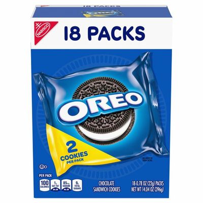 Oreo Chocolate Sandwich Cookies, Original Flavor, 18 Snack Packs (36 Cookies Total)