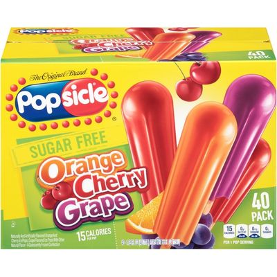 Popsicle Sugar Free Orange/Cherry/Grape Variety Pack Ice Pops (1.65 fl ...