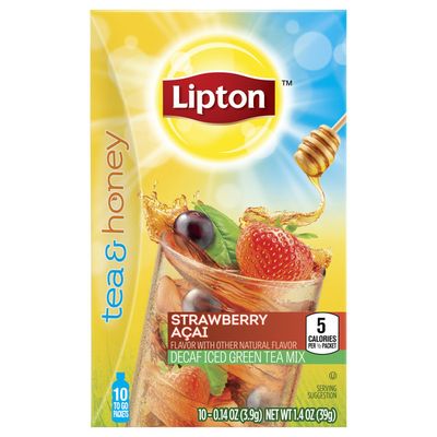 Lipton Decaf Iced Green Tea To-go Packets Strawberry Acai