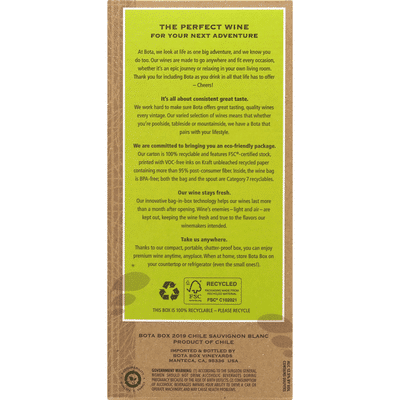 Bota Box Sauvignon Blanc, 2019