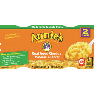 Annie's Real Aged Cheddar Macaroni & Cheese, Microwavable Mac & Cheese