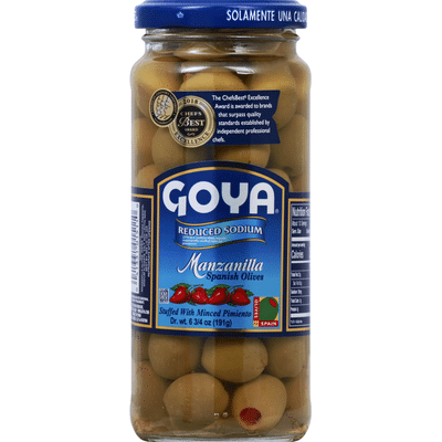 Goya Manzanilla Spanish Olives Stuffed with Minced Pimiento, Reduced Sodium